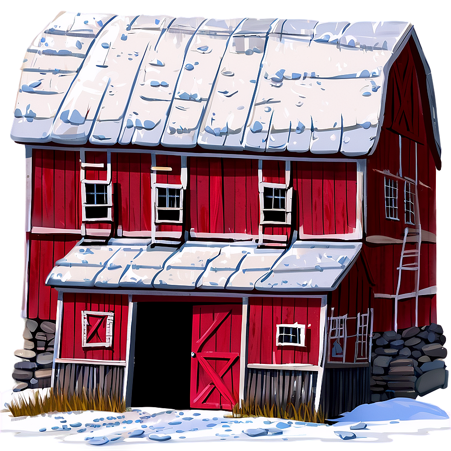 Snowy Winter Barn Png 06122024 PNG image