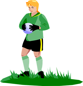 Soccer_ Goalkeeper_ Holding_ Ball_ Vector PNG image