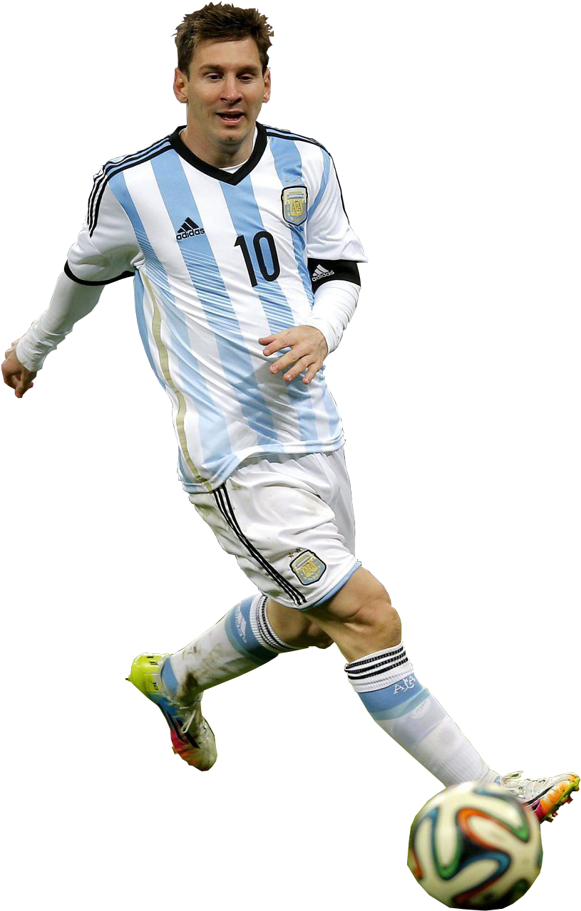 Soccer_ Player_in_ Action_ Argentina_ Kit PNG image