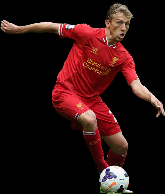 Soccer_ Player_in_ Action_ Red_ Kit PNG image