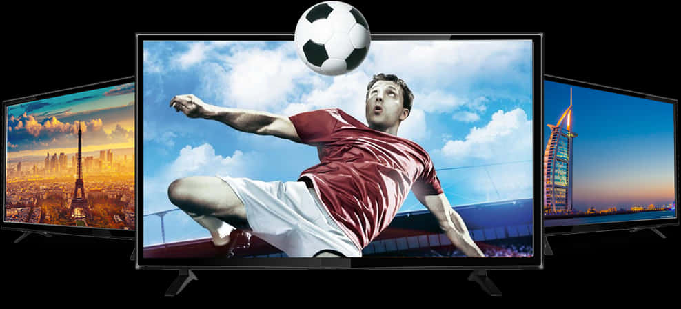 Soccer Player L E D T V Display PNG image