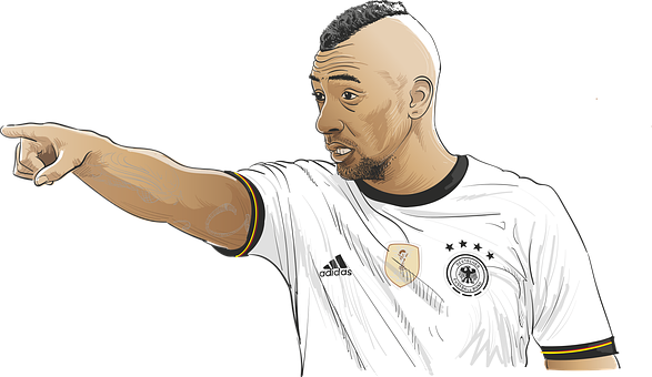 Soccer Player Pointing Illustration PNG image