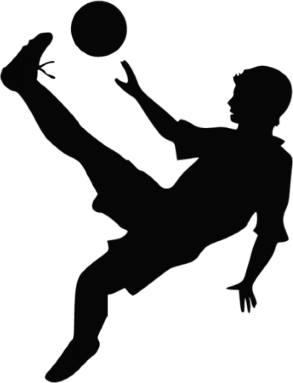Soccer Player Silhouette Kicking Ball PNG image
