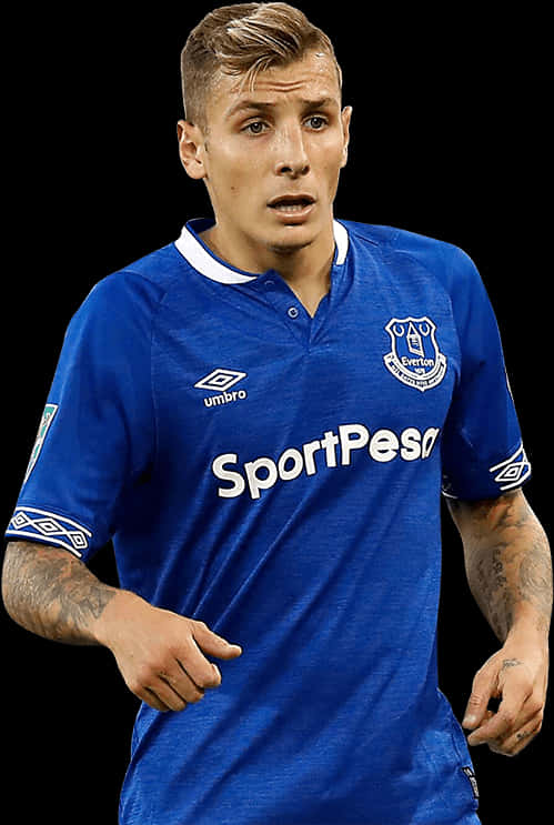 Soccer Playerin Blue Jersey PNG image