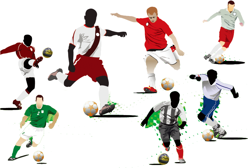 Soccer Players Action Collage PNG image