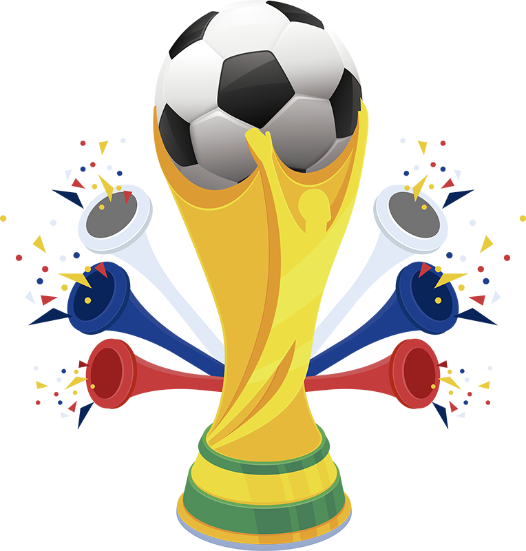 Soccer Trophyand Vuvuzelas PNG image