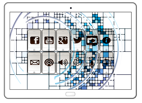 Social Media Connectivity Tablet PNG image