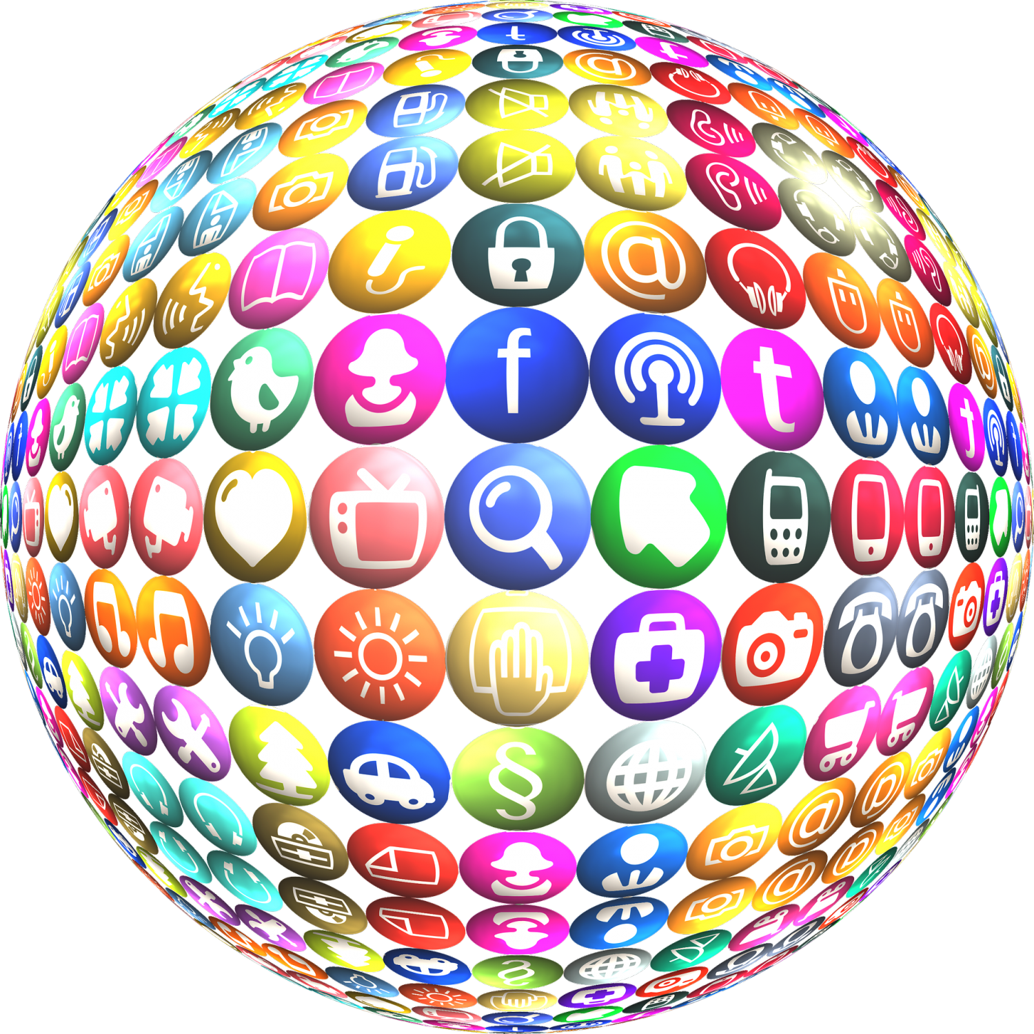 Social Media Globe_ Icons Sphere PNG image