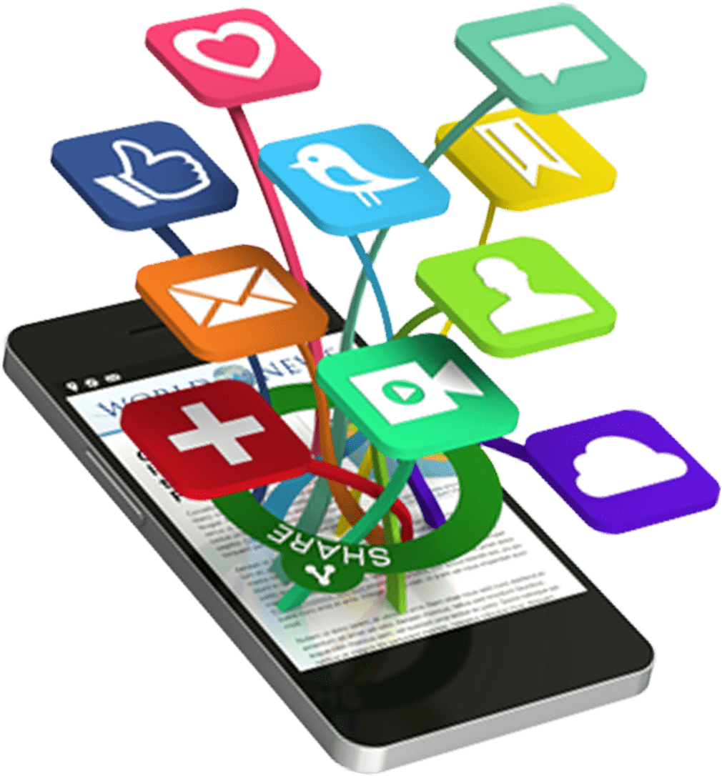 Social Media Icons Emergingfrom Smartphone PNG image