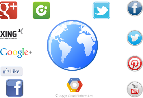 Social Media Icons Globe Central PNG image