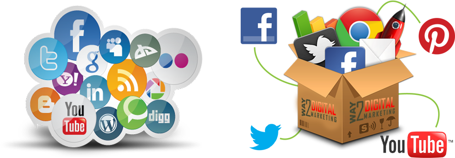 Social Media Iconsand Digital Marketing Concept PNG image