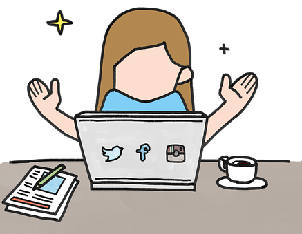 Social Media Management Cartoon PNG image