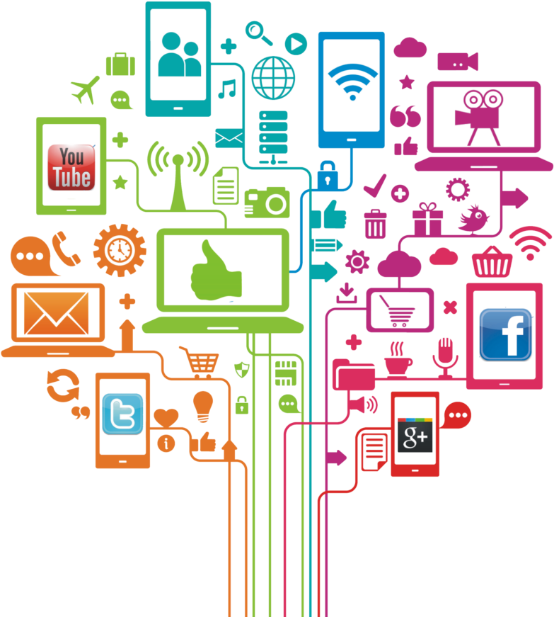 Social Media Network Connectivity Illustration PNG image