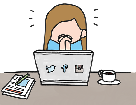 Social Media Overwhelm Cartoon PNG image