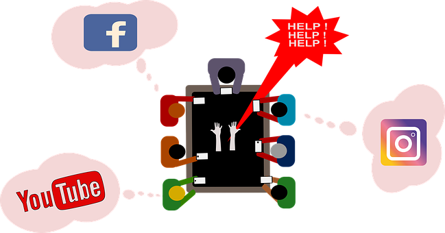 Social Media Overwhelm Illustration PNG image