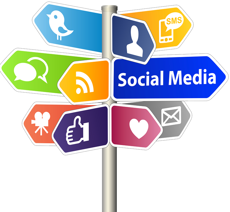 Social Media Signpost PNG image