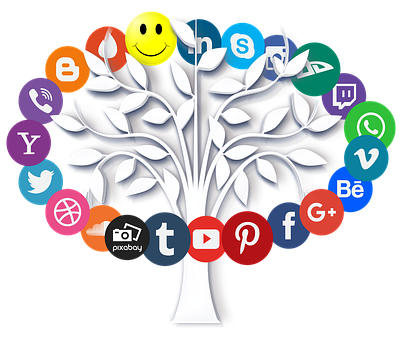 Social Media Tree Concept PNG image