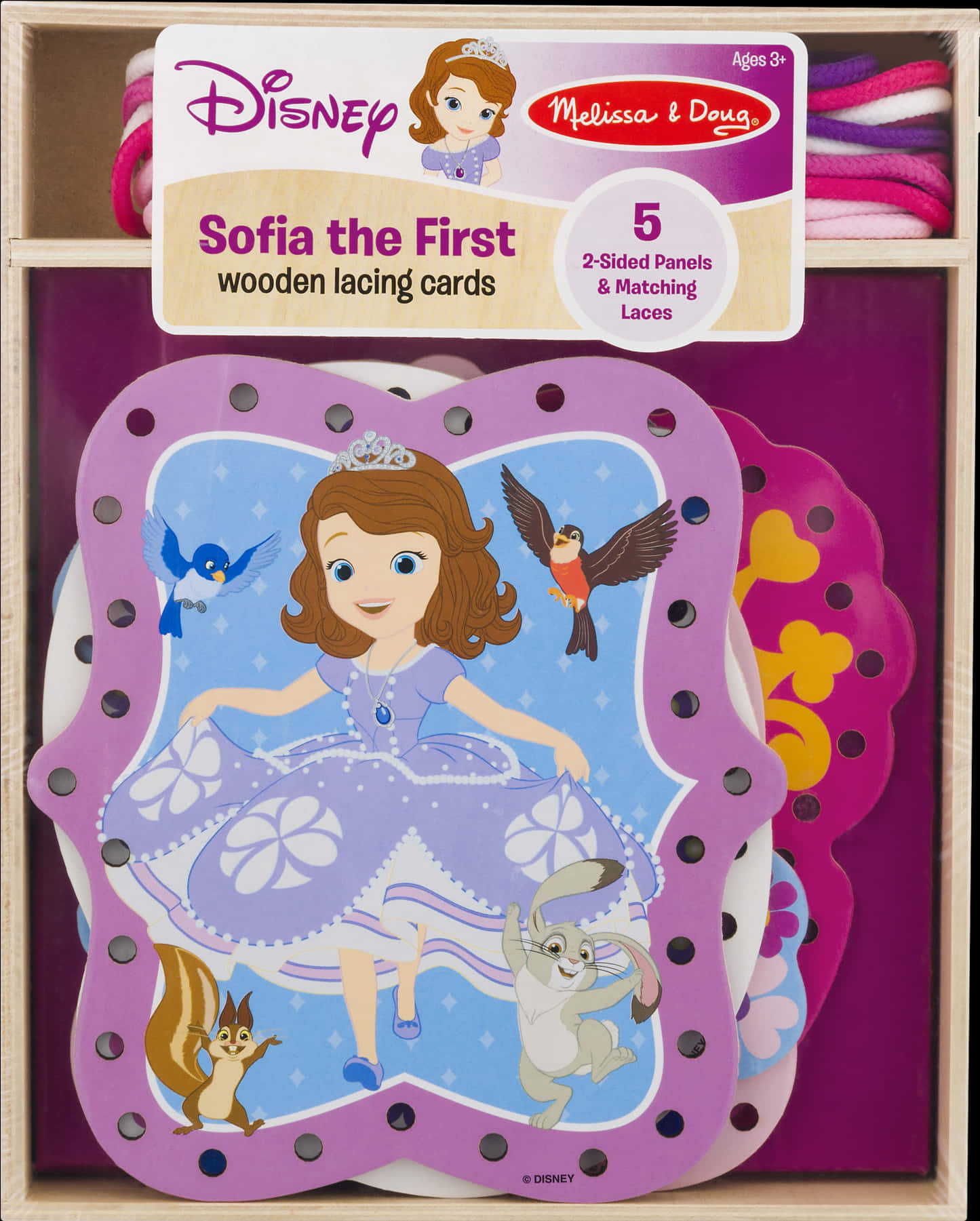 Sofia The First Wooden Lacing Cards Toy PNG image