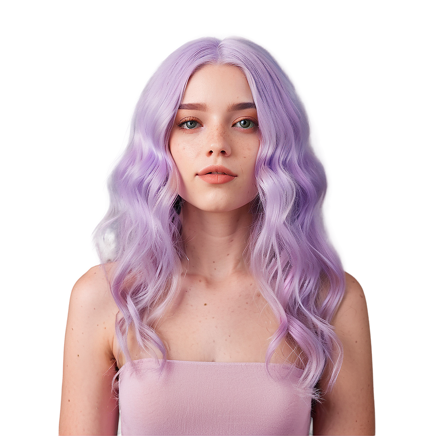 Soft Lavender Hair Aesthetic Png Bvn PNG image