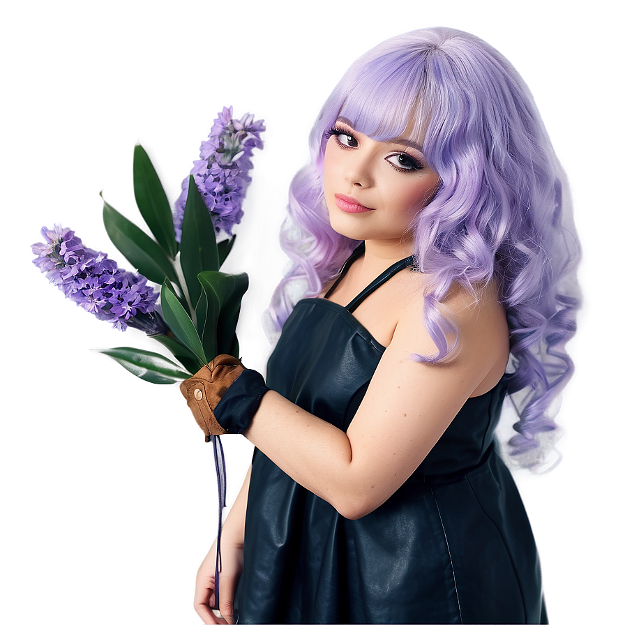 Soft Lavender Hair Aesthetic Png Smx PNG image