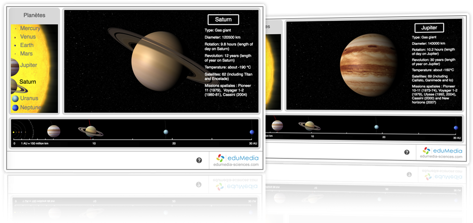 Solar System Planets Saturnand Jupiter Educational Screenshots PNG image