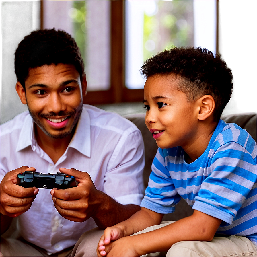 Son Playing Video Games Png Qpy PNG image