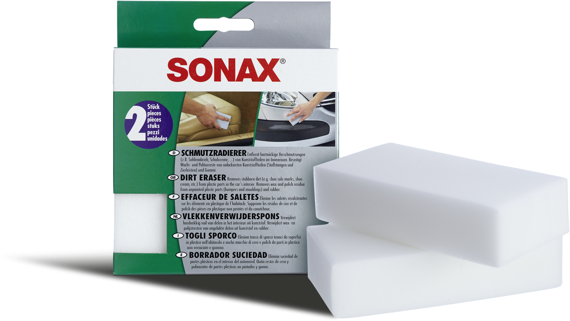 Sonax Dirt Eraser Packagingand Product PNG image