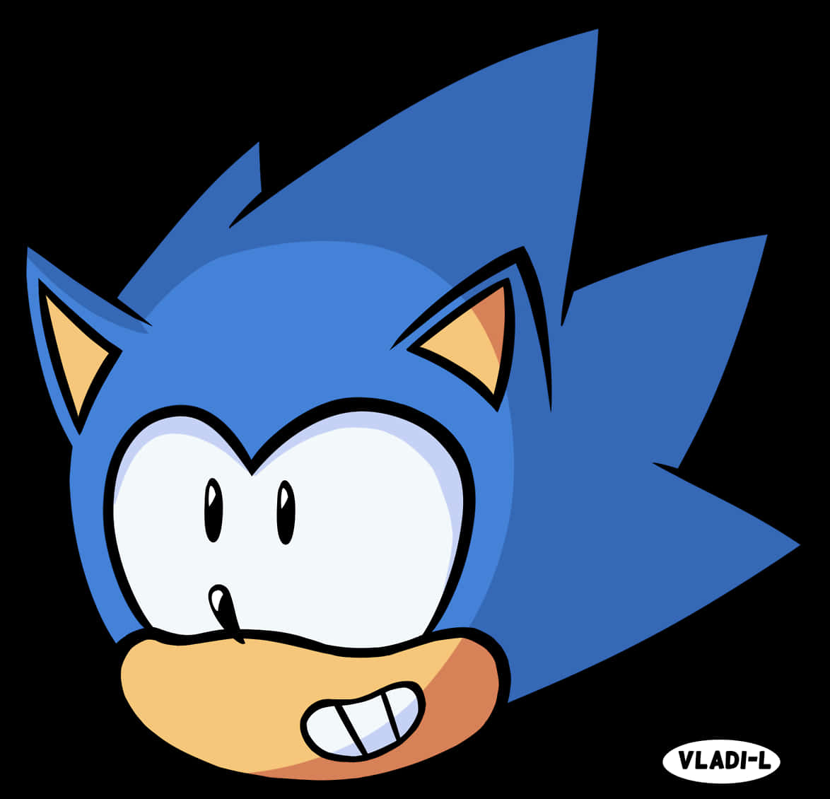 Sonic Headshot Cartoon Style PNG image