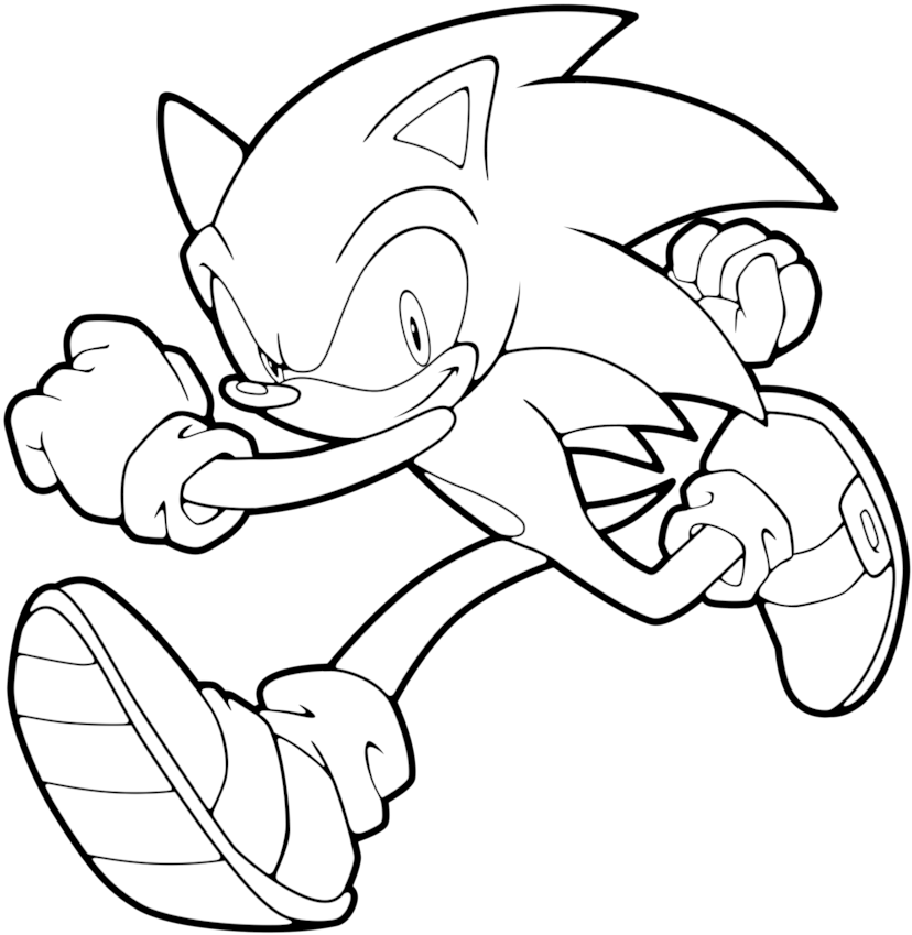 Sonic Running Coloring Page PNG image