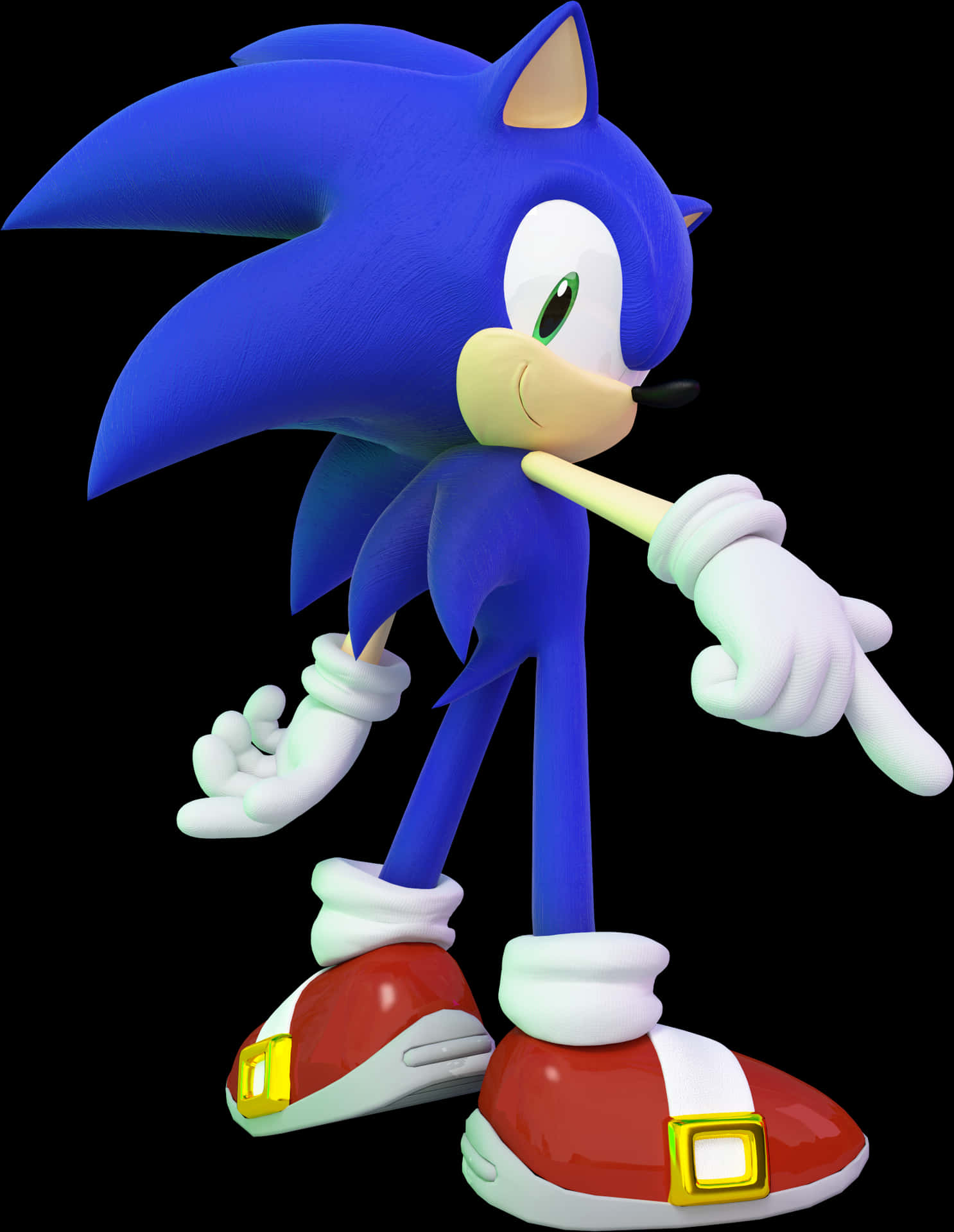 Sonic_ The_ Hedgehog_ Thinking_ Pose PNG image