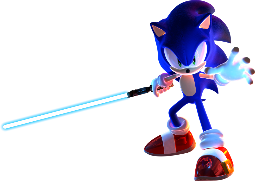 Sonic Wielding Blue Lightsaber PNG image