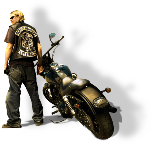 Sonsof Anarchy Memberand Motorcycle PNG image