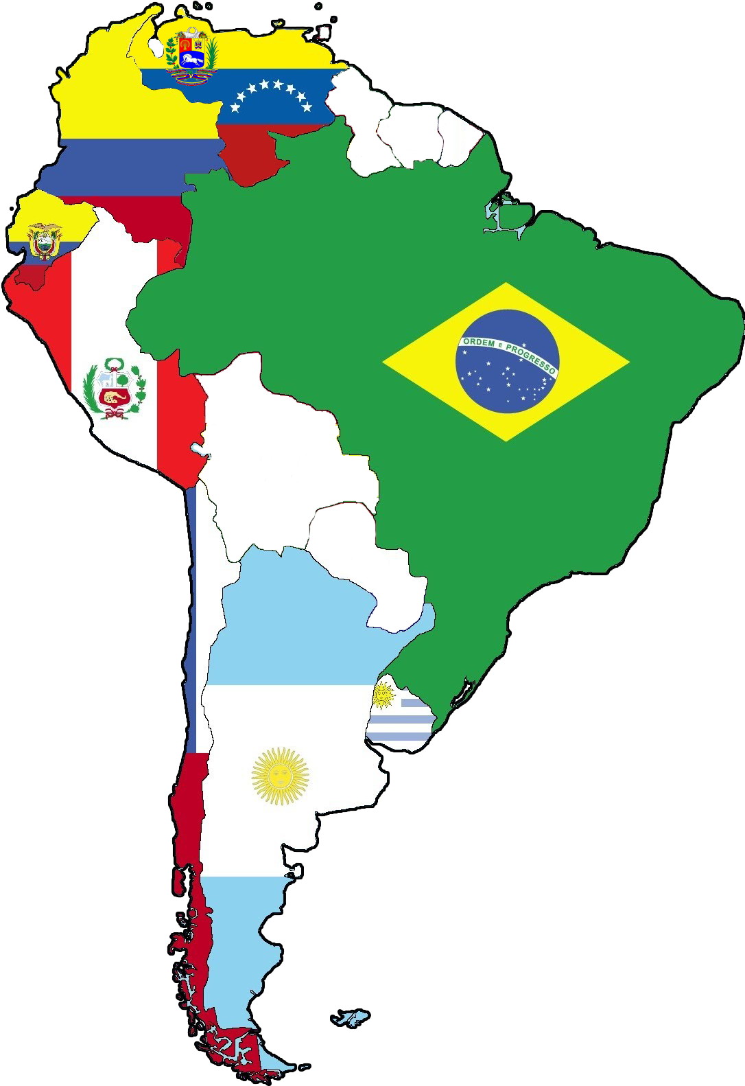 South America Mapwith Flags PNG image
