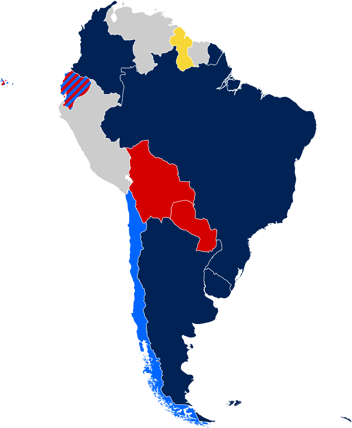 South America Political Alliance Map PNG image