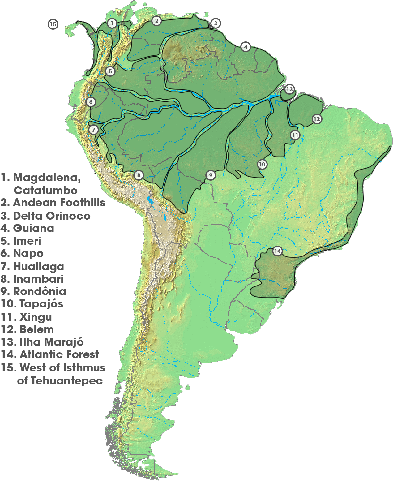 South American River Basins Map PNG image