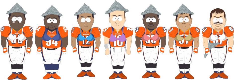 South Park Styled Denver Broncos Characters PNG image