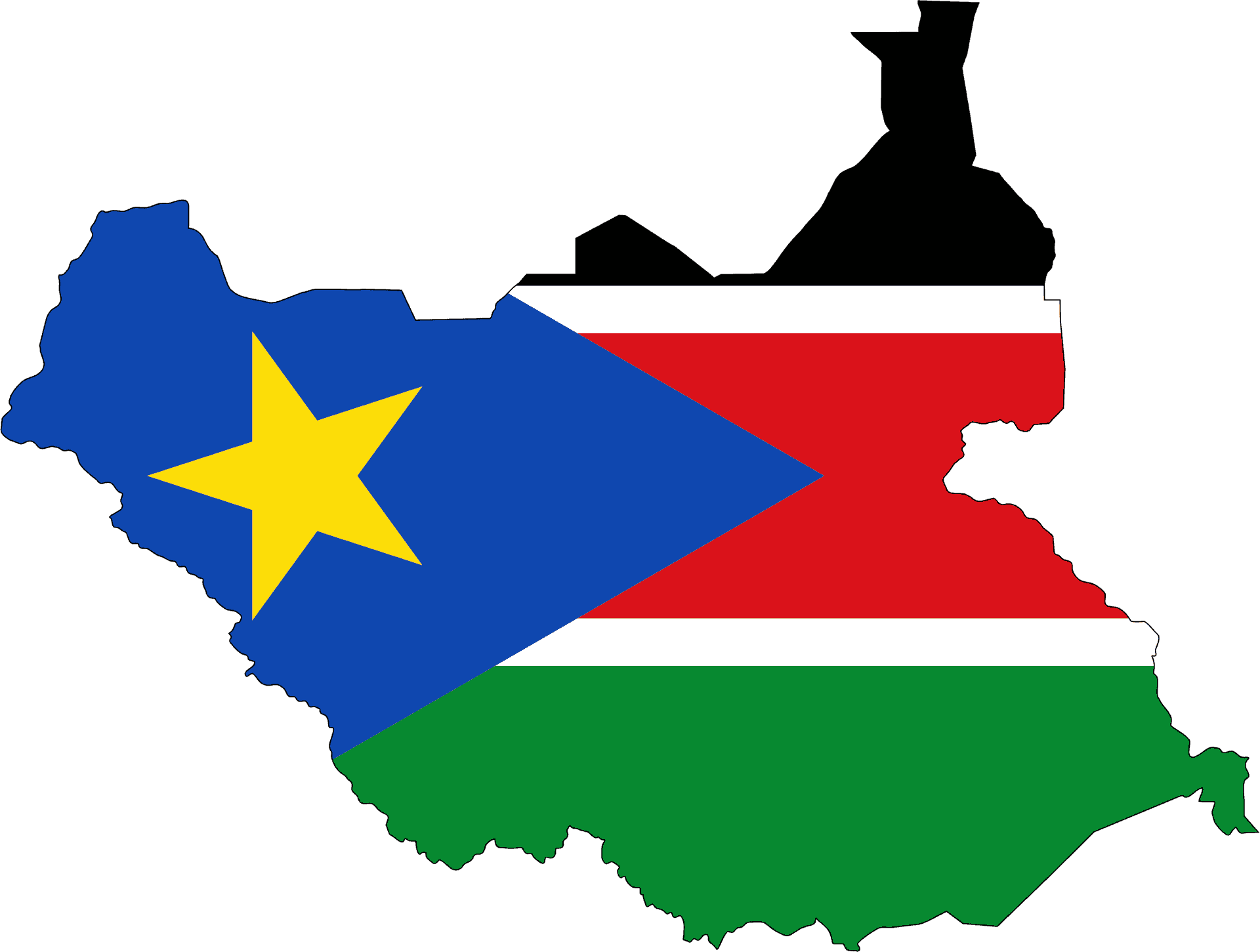 South Sudan Map Outlinedwith Flag PNG image