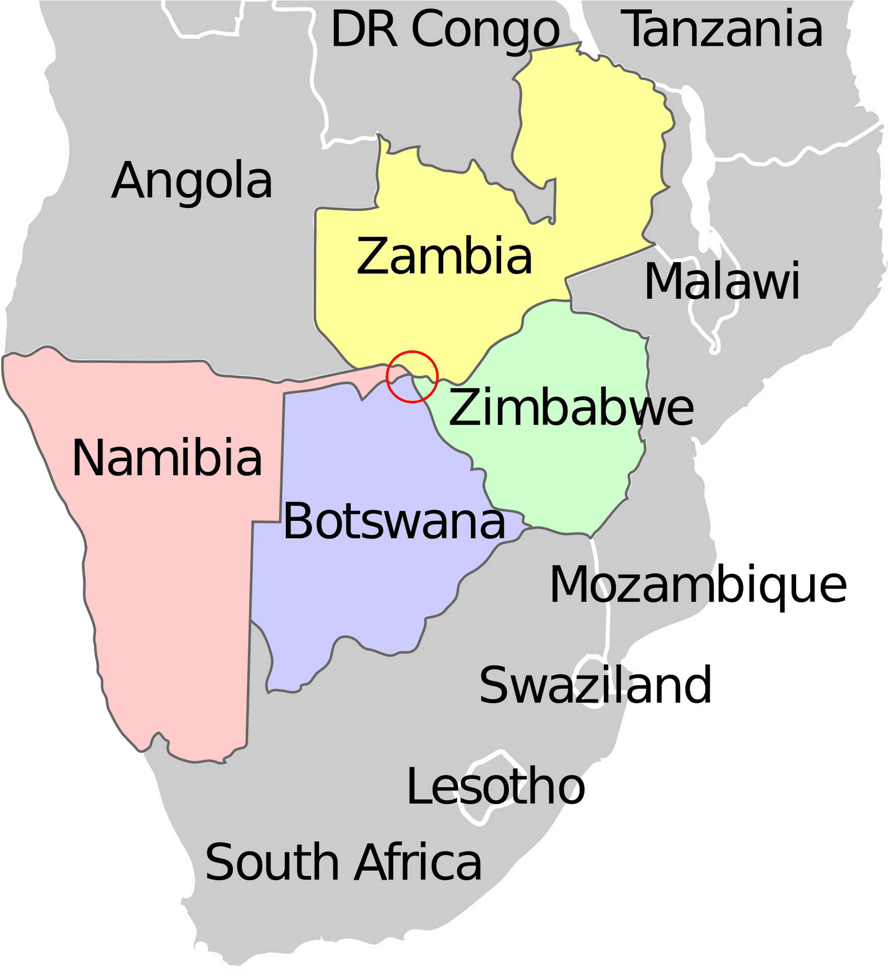 Southern Africa Map Namibia Highlighted PNG image