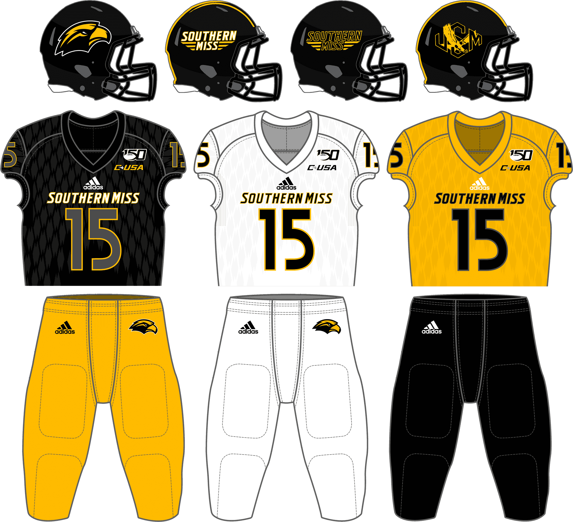 Southern Miss Football Uniform Concepts PNG image