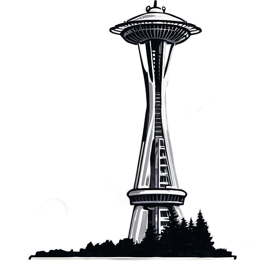 Space Needle Sketch Png 06122024 PNG image