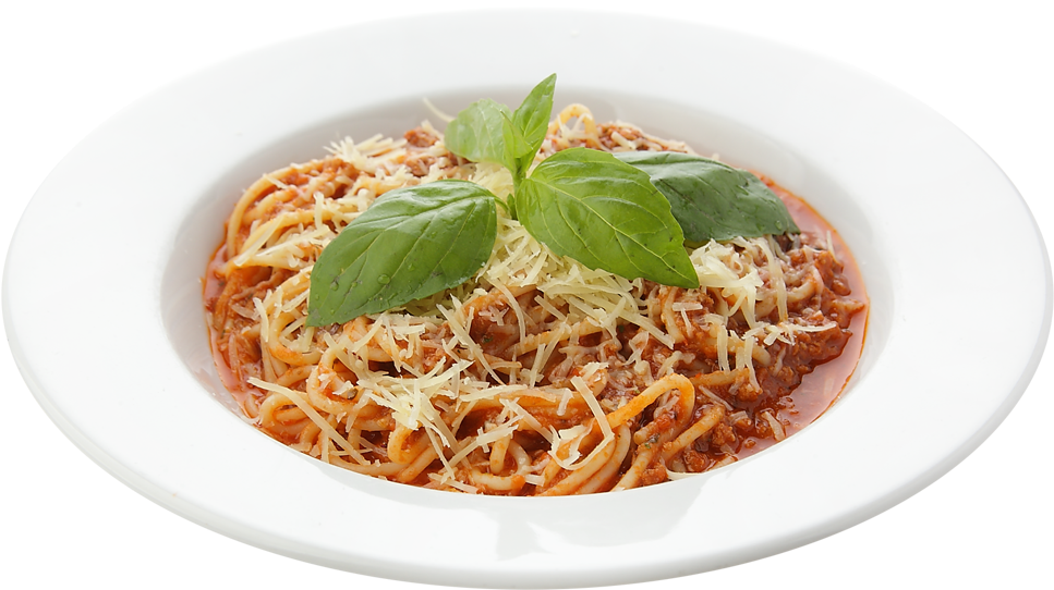Spaghetti Bolognesewith Basil Garnish PNG image