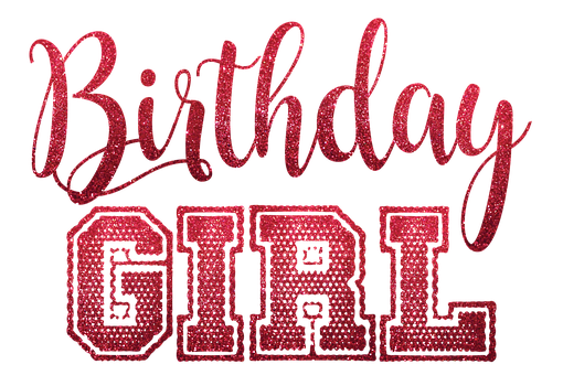 Sparkling Birthday Girl Text PNG image