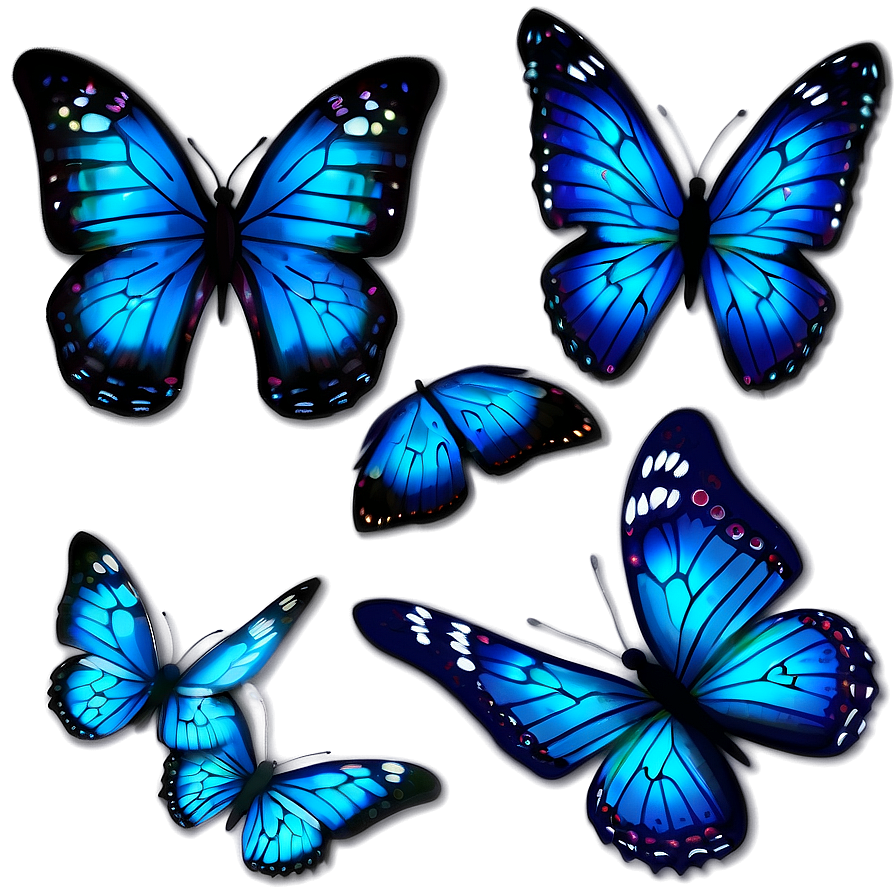 Sparkling Blue Butterflies Png 06132024 PNG image