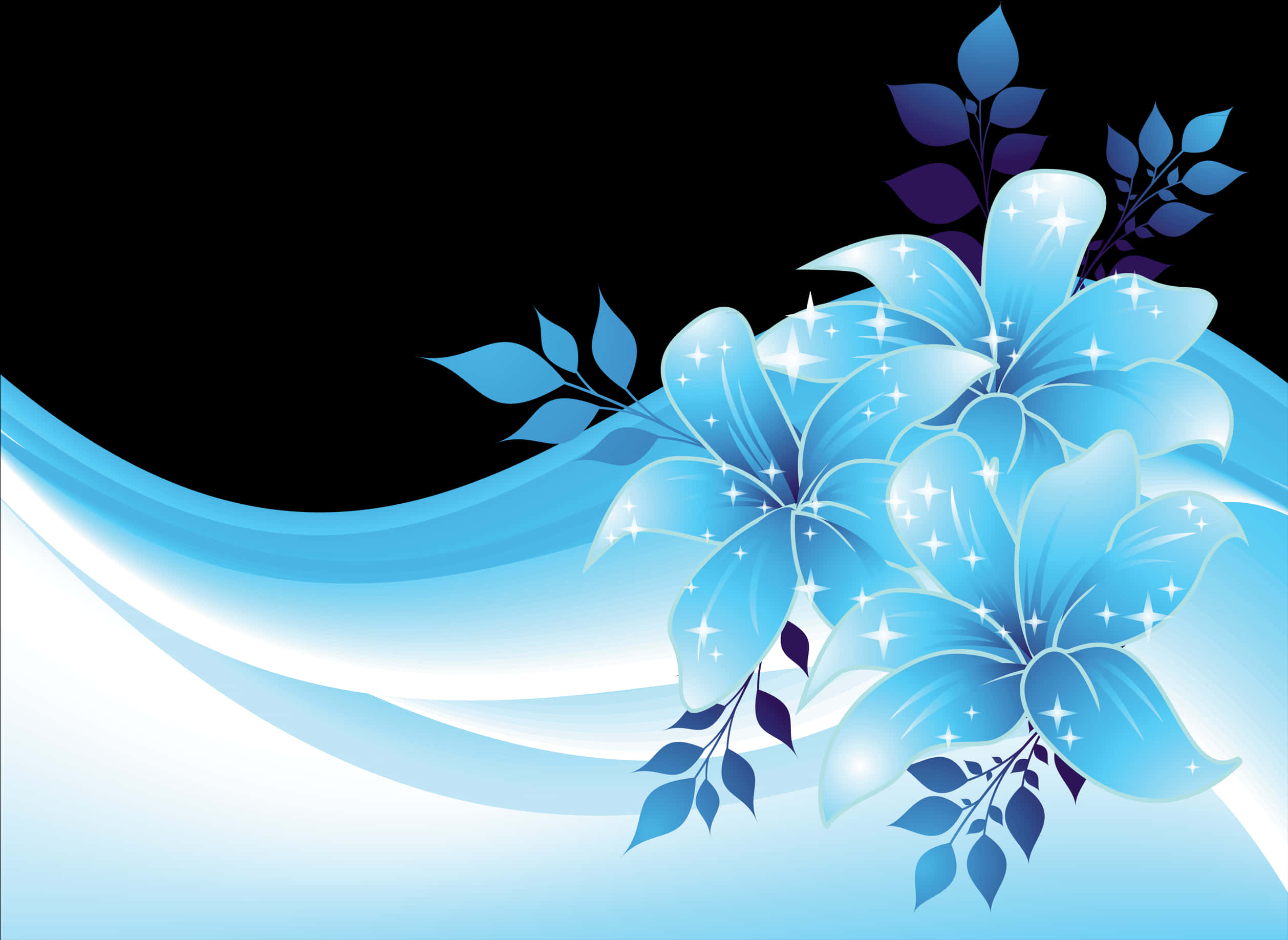 Sparkling Blue Flower Design PNG image