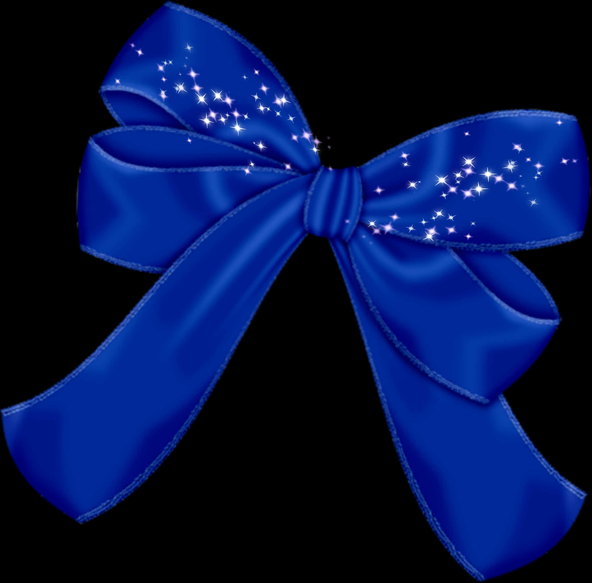 Sparkling Blue Ribbon Bow PNG image