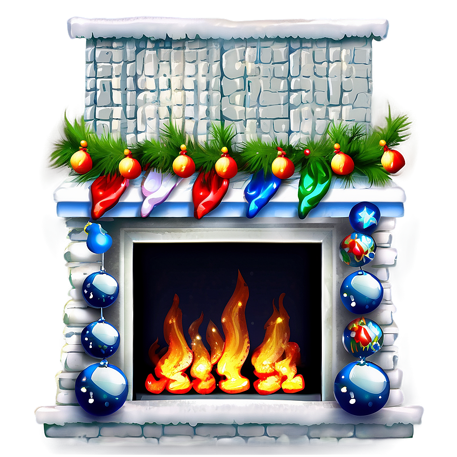 Sparkling Christmas Fireplace Decor Png 75 PNG image