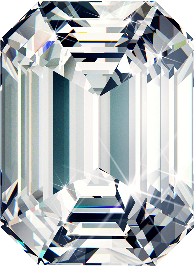 Sparkling Emerald Cut Gemstone PNG image
