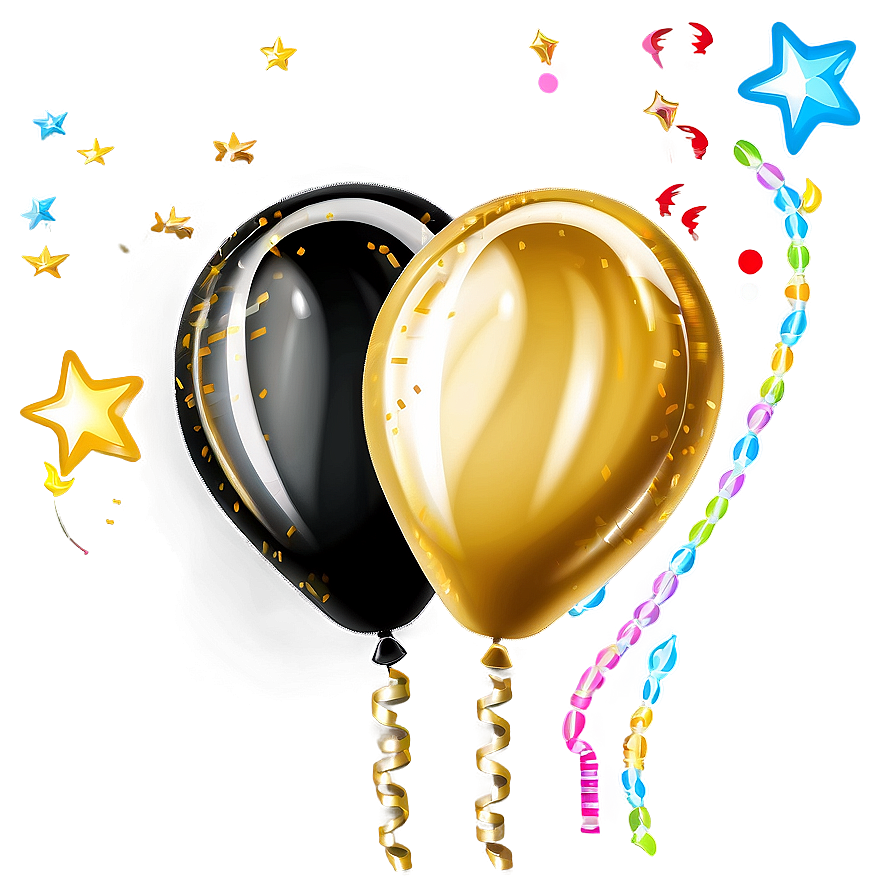 Sparkling Gold And Black Balloons Png 20 PNG image