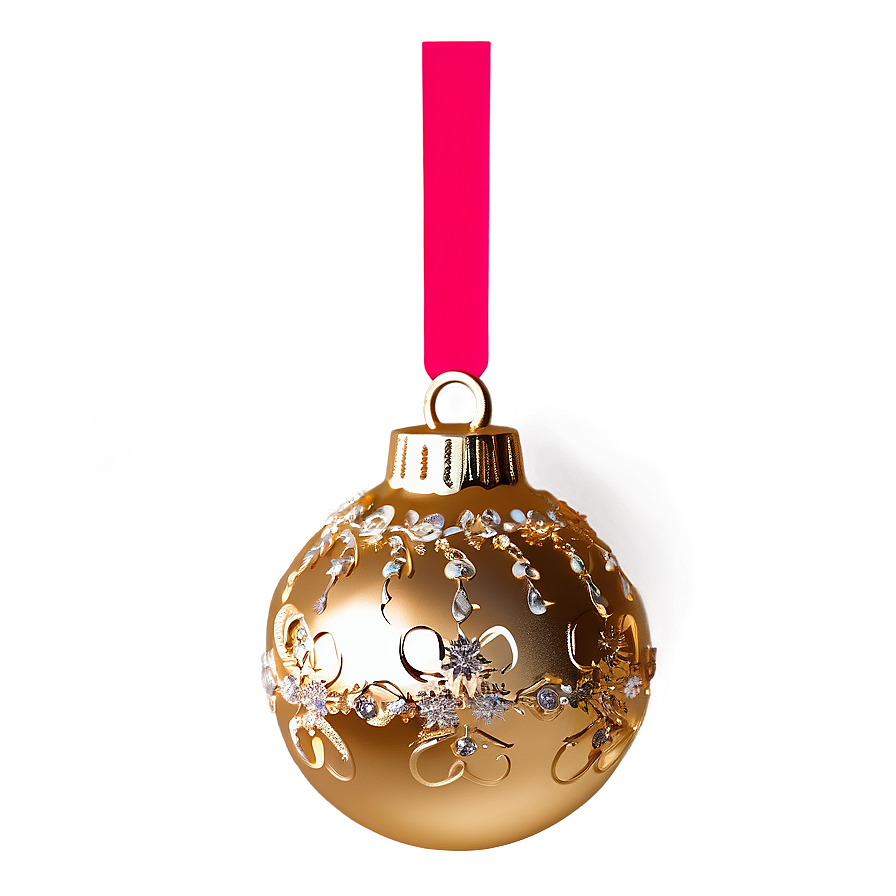 Sparkling Gold Xmas Ornament Png 06262024 PNG image