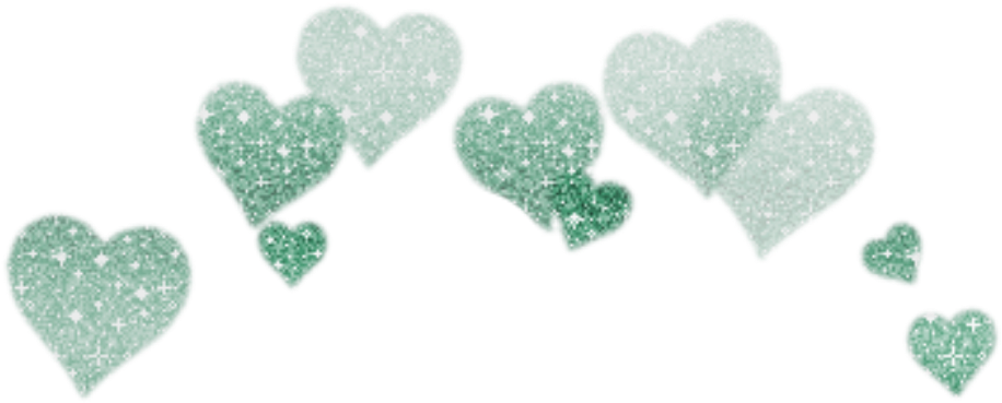 Sparkling Green Hearts Pattern PNG image